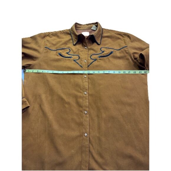 Vintage Wrangler Western Snap Shirt. Size XL Faux Suede Rust - Picture 10 of 15